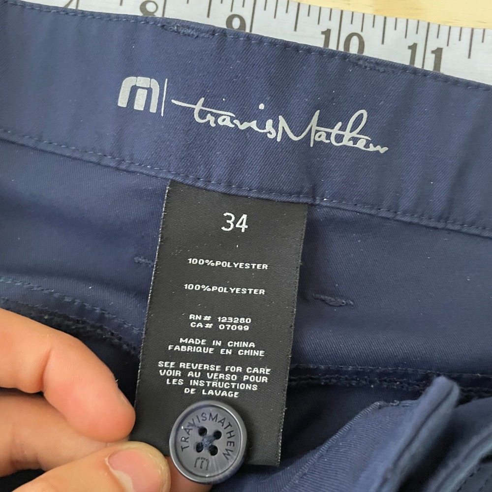 Travis Mathew Pants Mens 34 fits 34 Navy Blue Golf Chino Trousers 79194-00 - Picture 8 of 10